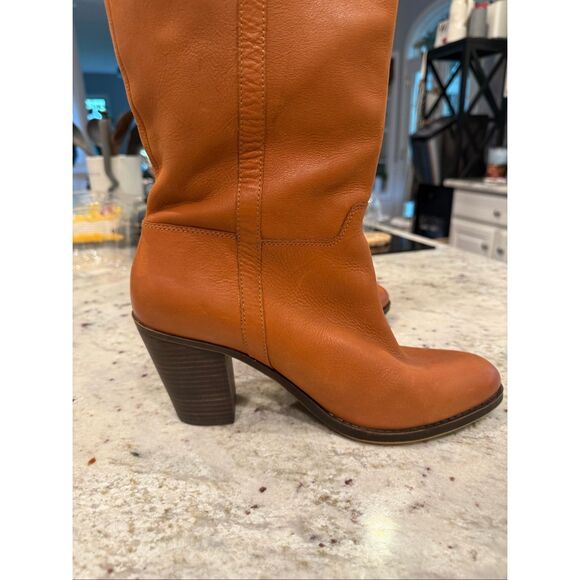 Lucky Brand Ebbie Tan Leather Heeled Boot sz 12 EUC - Picture 2 of 13